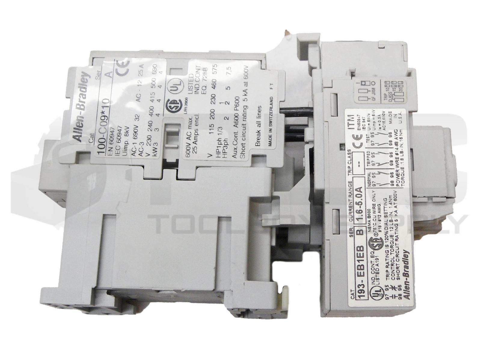 ALLEN BRADLEY 100-C09*10 /A CONTACTOR 600VAC 25A W/ 193-EB1EB /B OVERLOAD RELAY