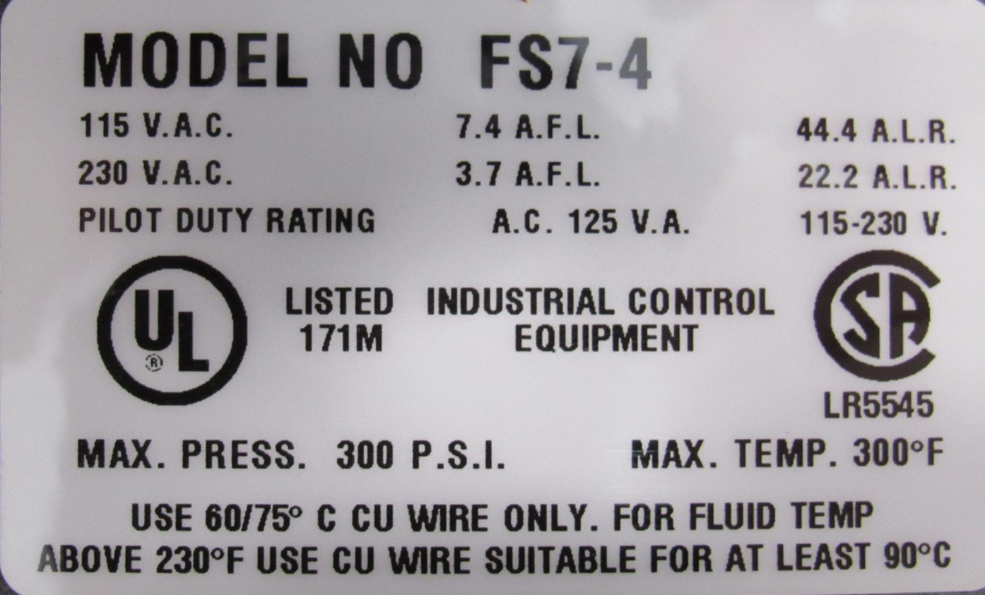 NEW MCDONNELL & MILLER FS7-4 FLOW SWITCH FS74 1-1/4″