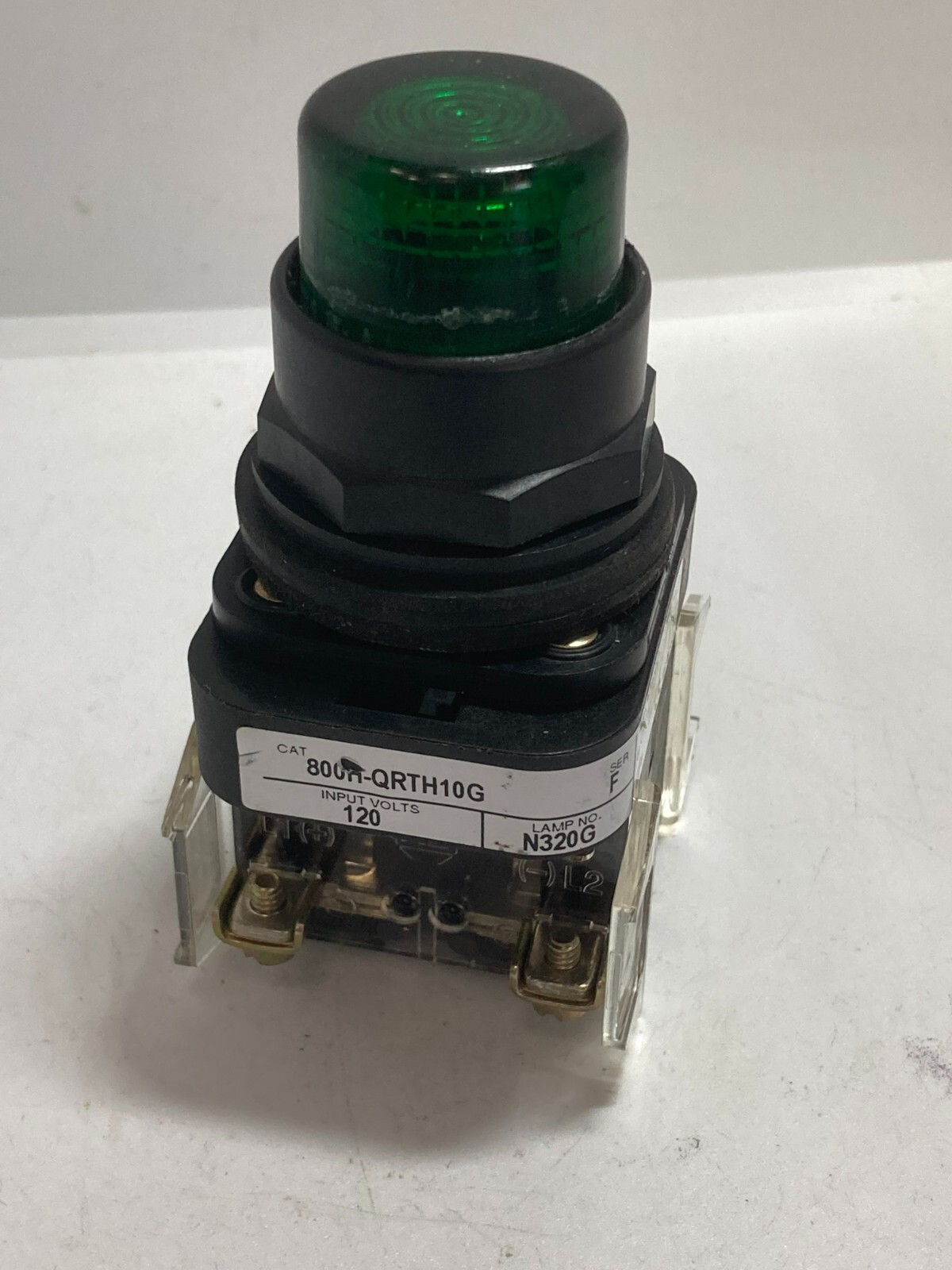 ALLEN BRADLEY 800H-QRTH10G PUSH TO TEST GREEN LED 120V FULL V SERIES F