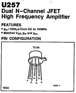 NSC/INTERSIL U257 Qty of 25 per Lot 25V N/A NCh JFET DUALCan