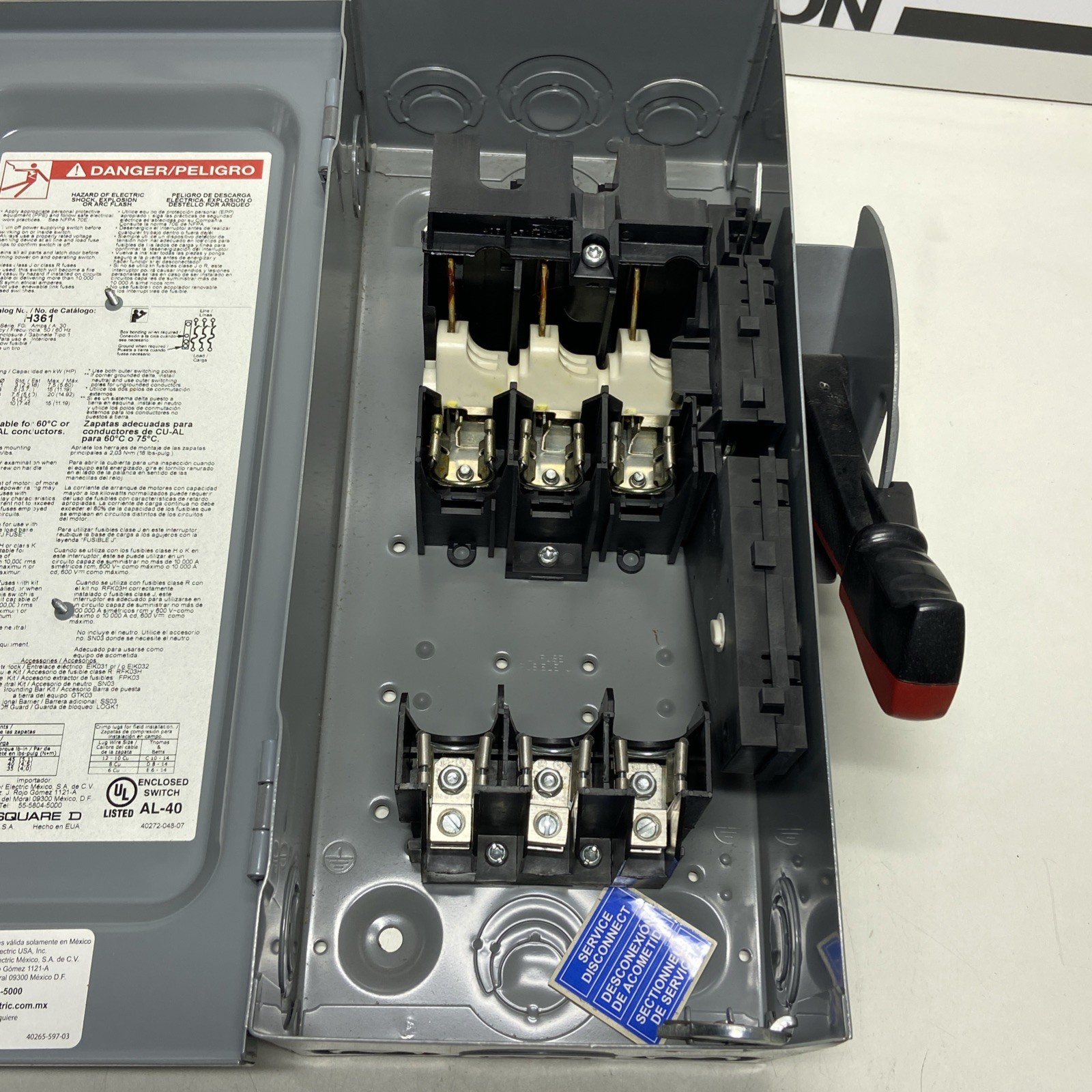 NEW Square D AL-40 30A 60VAC Heavy Duty Safety Switch *FREE SHIPPING*