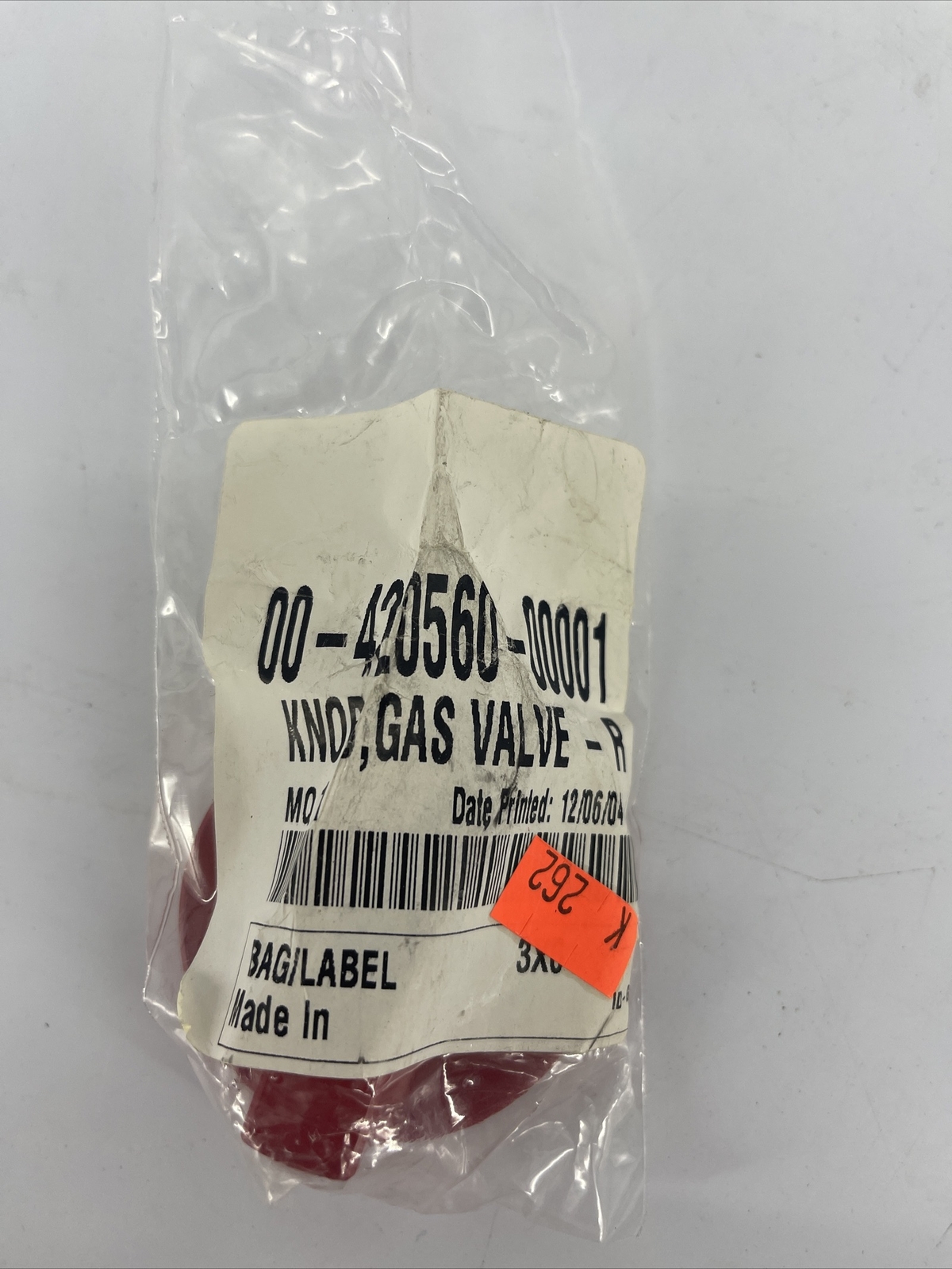 Vulcan Hart Red Control Gas Valve Knob 00-420560-00001