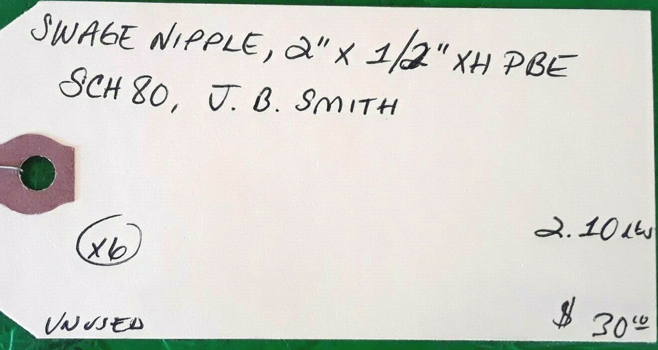 🟠 JB SMITH SWAGE NIPPLE 2″ X 1/2″ XH PBE PESSCO IS OFFERING 1 C070921-3-8 🗽