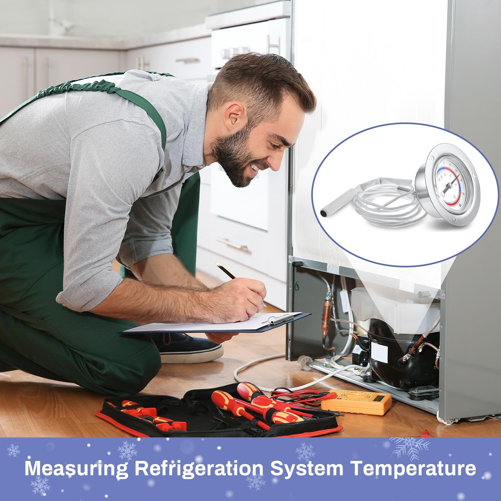 2 Pcs Cooler Thermometer Vapor Capillary Design Refrigerator Gauge Freezer Th…
