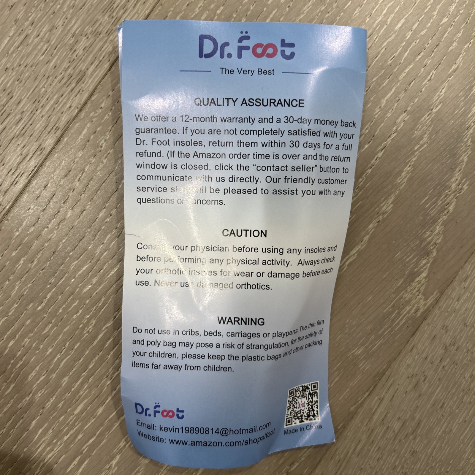 Dr. Foot 3/4 Length Orthotic Insoles – Women’s 10-12/Men’s 9-11 – NEW!!