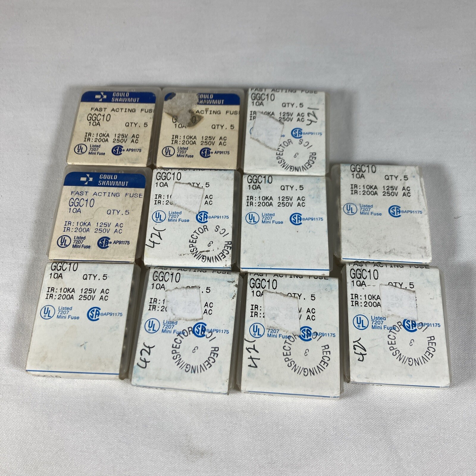 Lot of 55 Gould Shawmut GGC10 32V 10 Amp 1/4″ x 1-1/4″ Glass Automotive Fuses