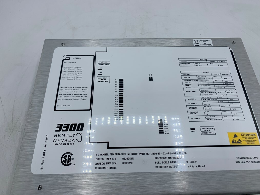 Bently Nevada 3300 6 Channel Temperature Monitor 81672-01