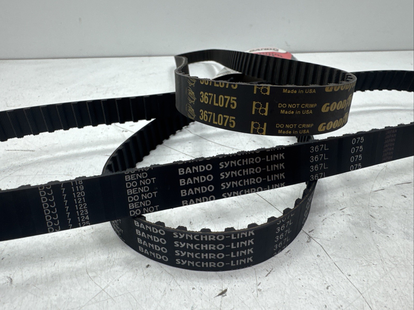 (Qty.3) Bando Synchro-Link , Goodyear , 367L , 367L-075 , 367L075 , Timing Belts