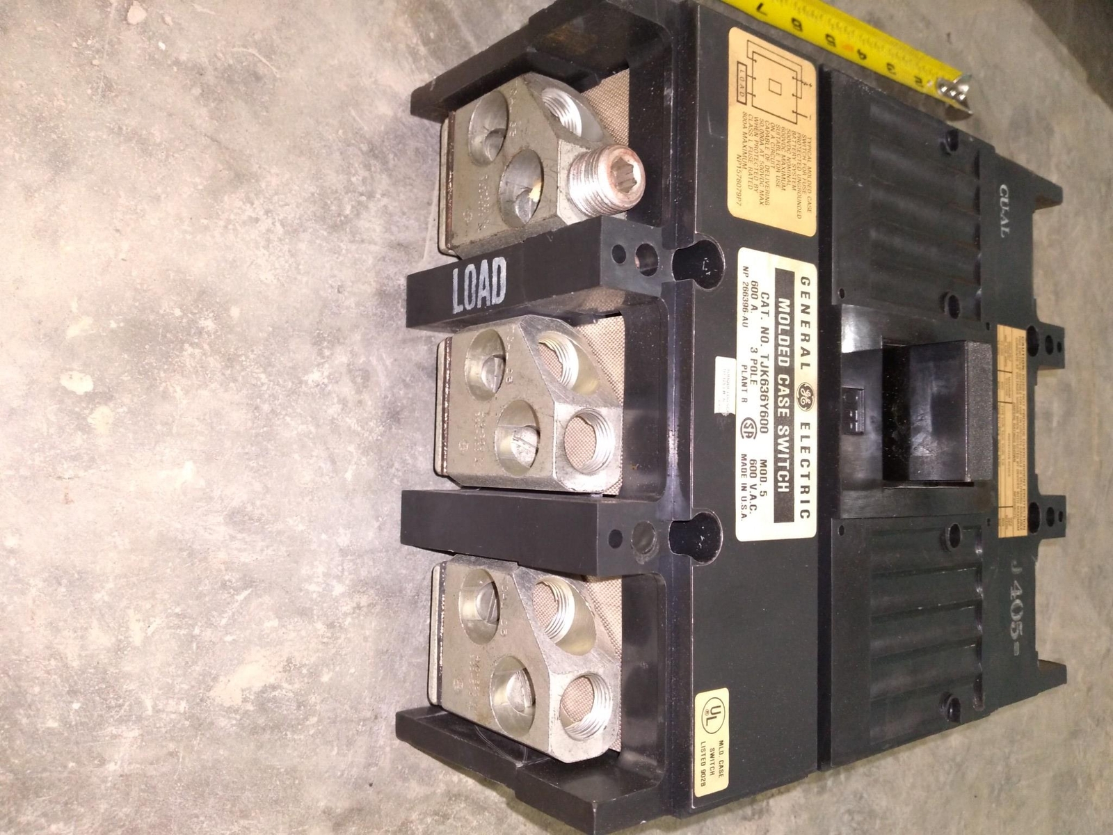 GENERAL ELECTRIC MOLDED CASE SWITCH TJK636Y600 600A 3POLE 600VAC