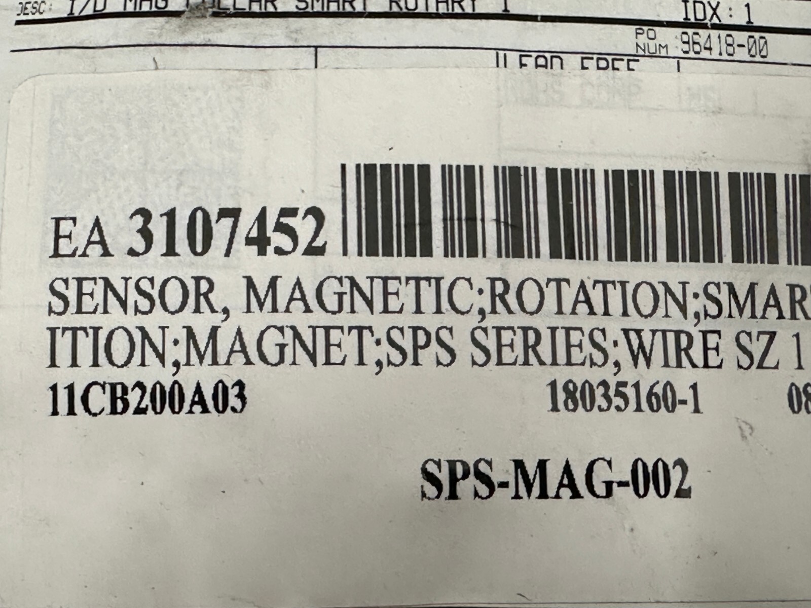 Honeywell Smart Position Rotary Sensor Magnetic SPS P/N SPS-MAG-002