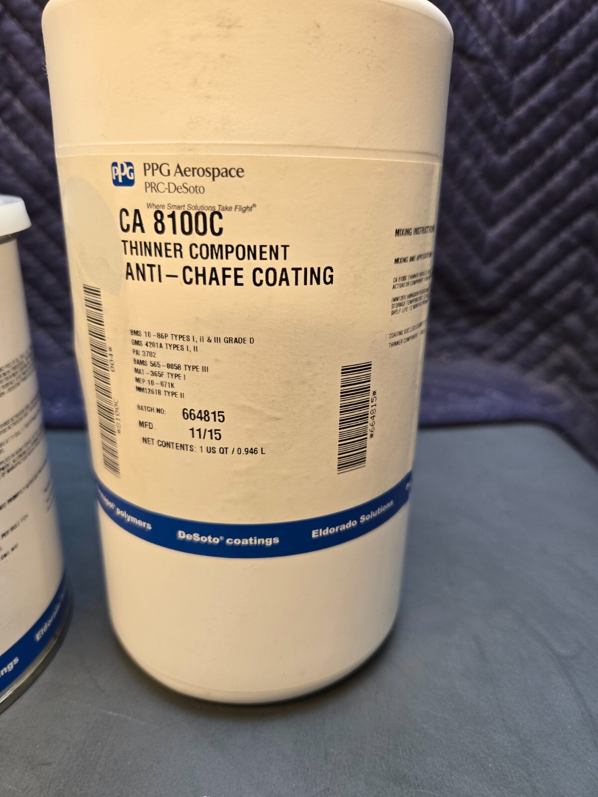 PPG Aerospace CA8100/B7025X CA8100C Anti-Chafe Coating KIT MFD: 01/16