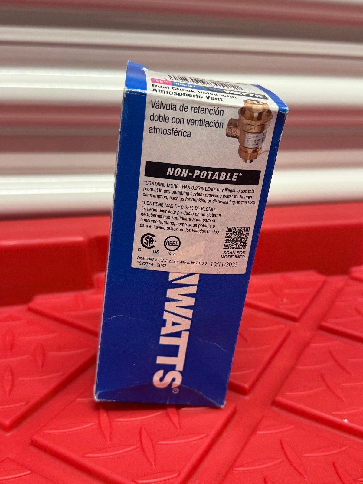 Watts 1/2in Dual Check Valve 9DS-M3 Non-Potable Atmospheric Vent Brass Sweat