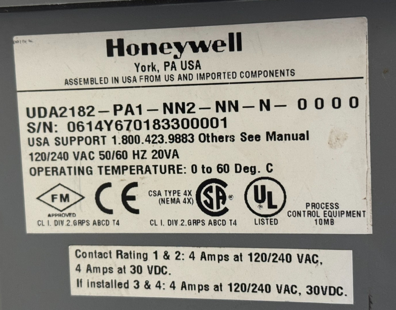 USED Honeywell UDA2182-PA1-NN2-NN-N-0000 Analytical Analyzer