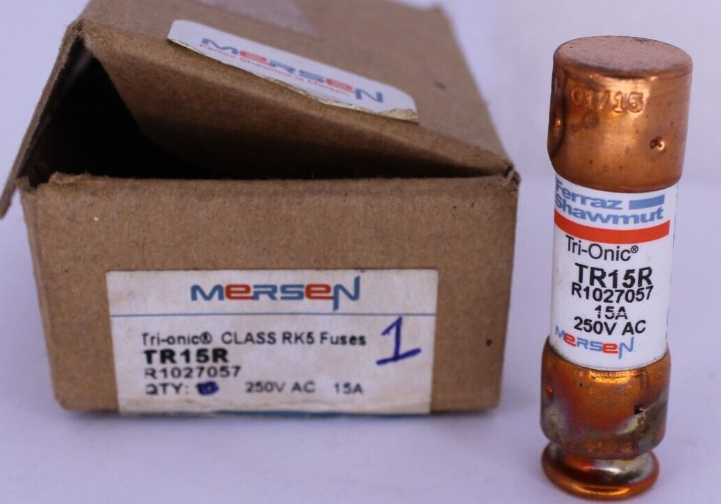 SHAWMUT TRI-ONIC TR15R FUSE 15 AMP TIME DELAY CLASS RK5 CURRENT LIMITING IR200KA