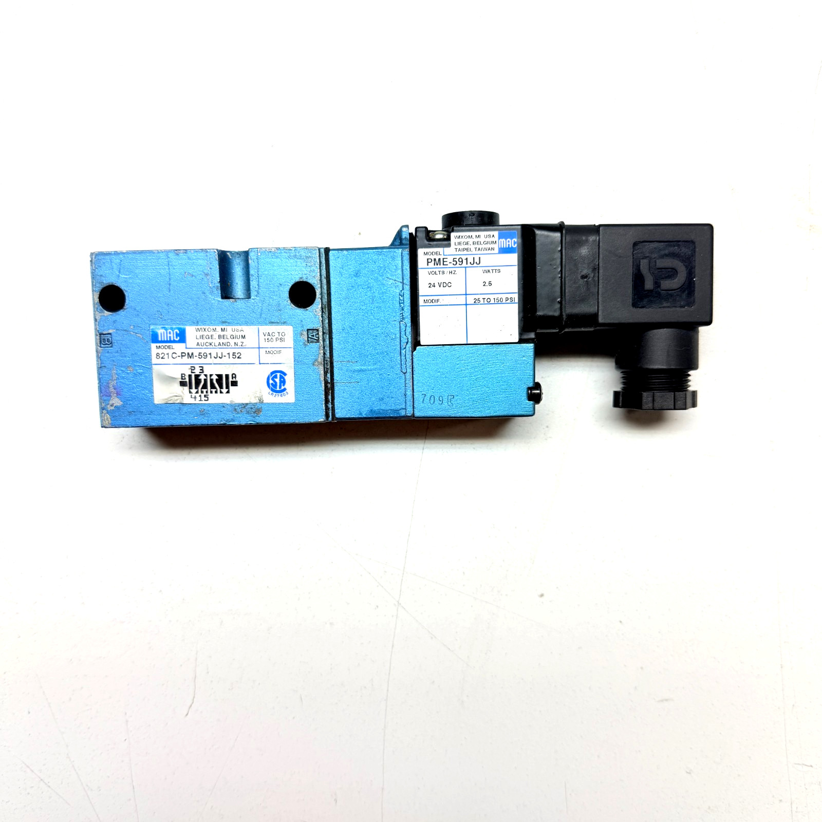 MAC 24V 4-WAY 2P 1/4″ DOUBLE SOLENOID VALVE 821C-PM-591JJ-152