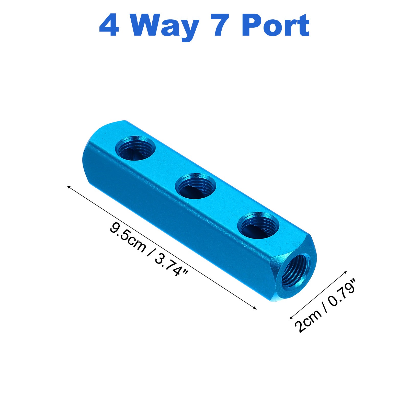 3 Way 6 Port PT 1/4″ Air Hose Inline Manifold Block Splitter, Blue
