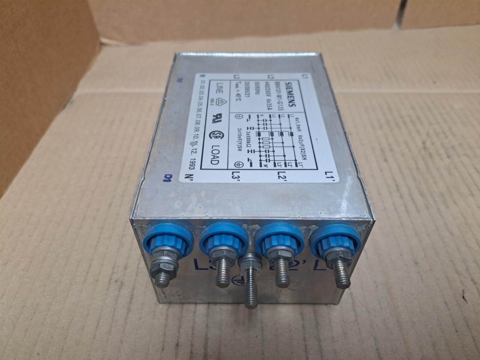 Siemens 3 Phase EMI Line Filter Part No. B84131-M1-G135