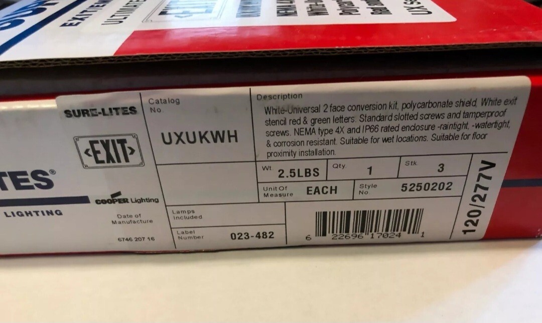 Sure-Lites Exit Sign UXUKWH Nema 4X Exit Light Housing