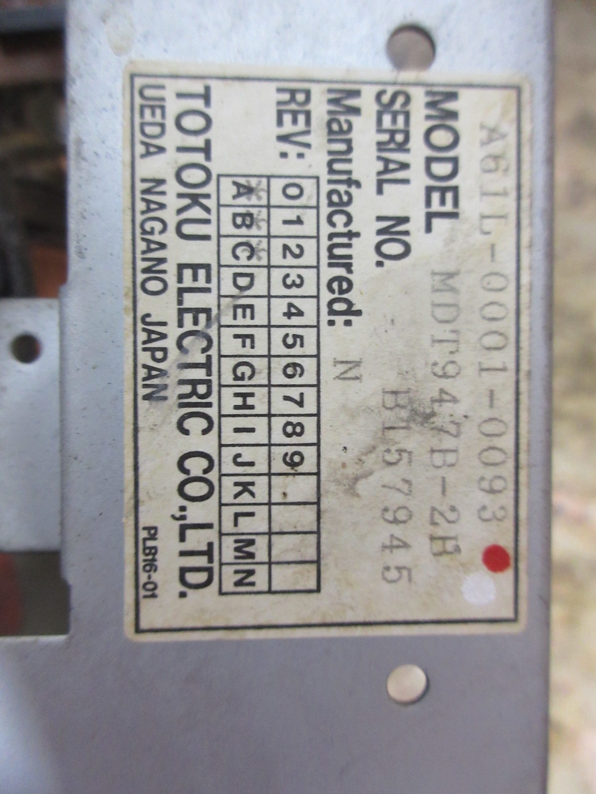TOTOKU MONITOR DISPLAY CNC A61L-0001-0093 MDT947B-2A