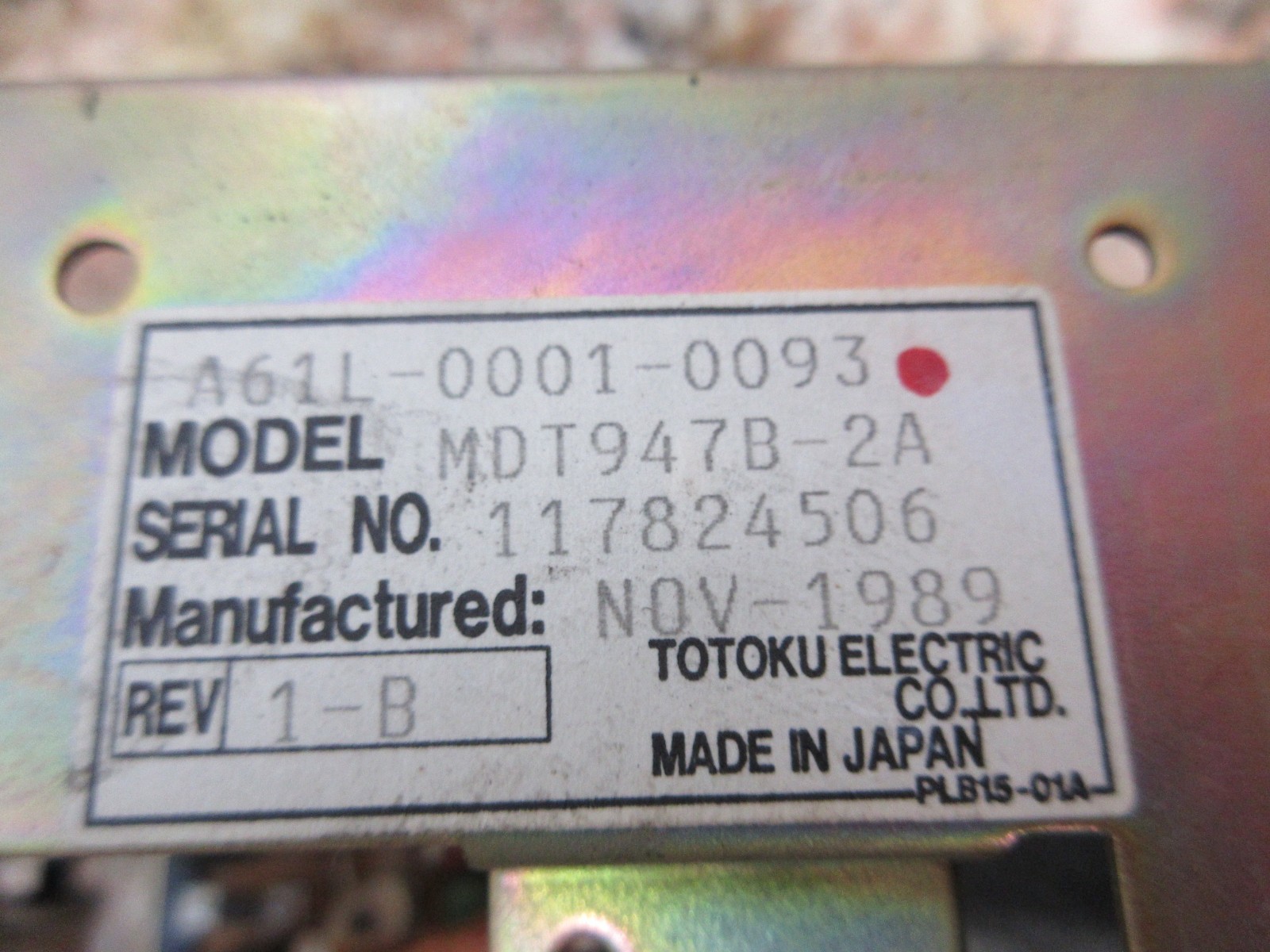 TOTOKU DISPLAY MONITOR A61L-0001-0093 MDT947B-2A