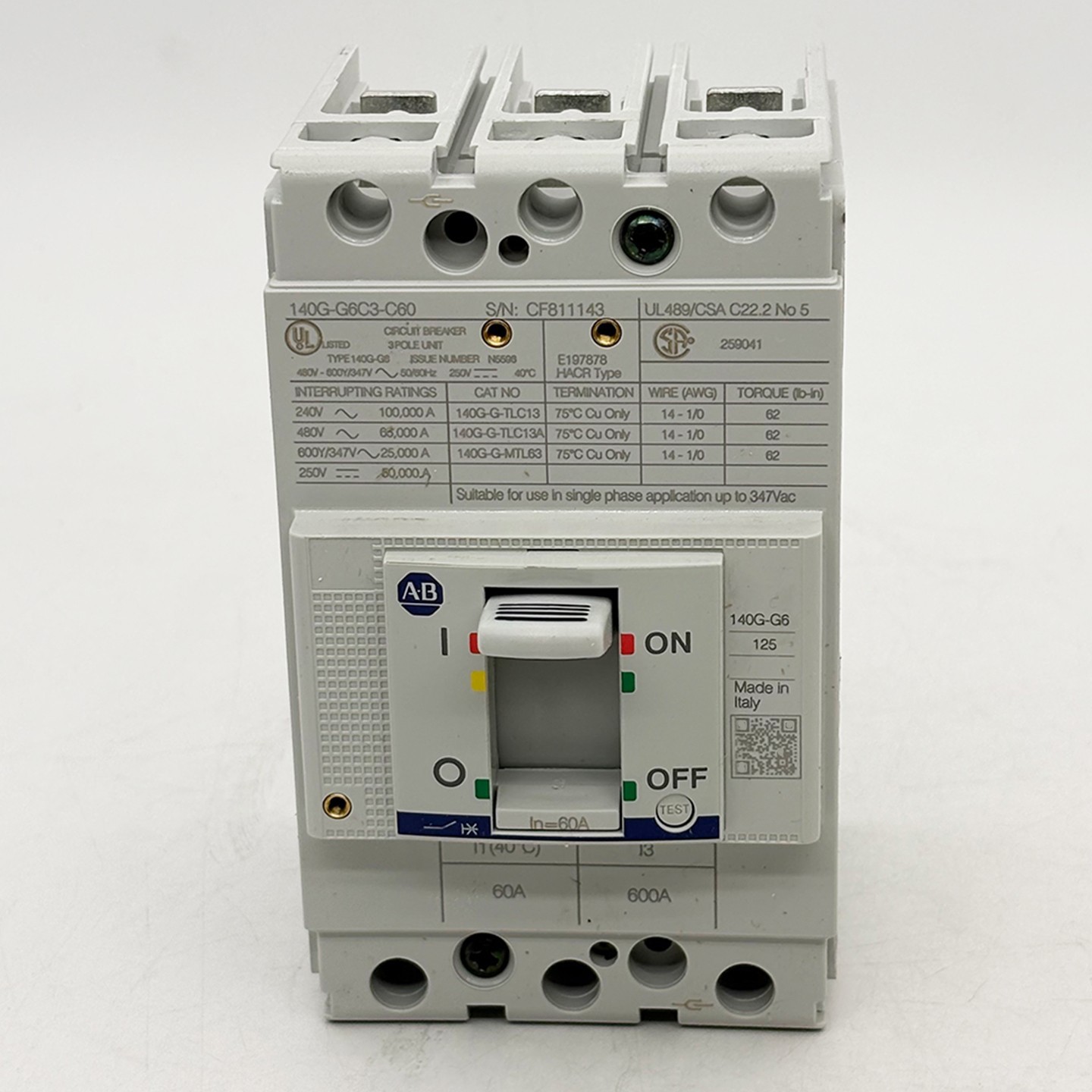 140G-G6C3-C60 New Original 140G 125A Molded Case Circuit Breaker 140GG6C3C60
