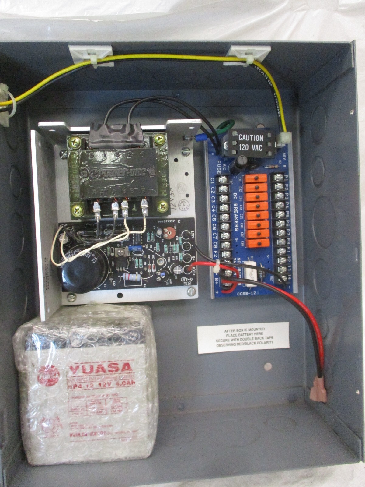 Securitron Magnalock BPS-12-3 120VAC 0.7A 50/60Hz Input 12VDC 3.0A Max O A6854DH