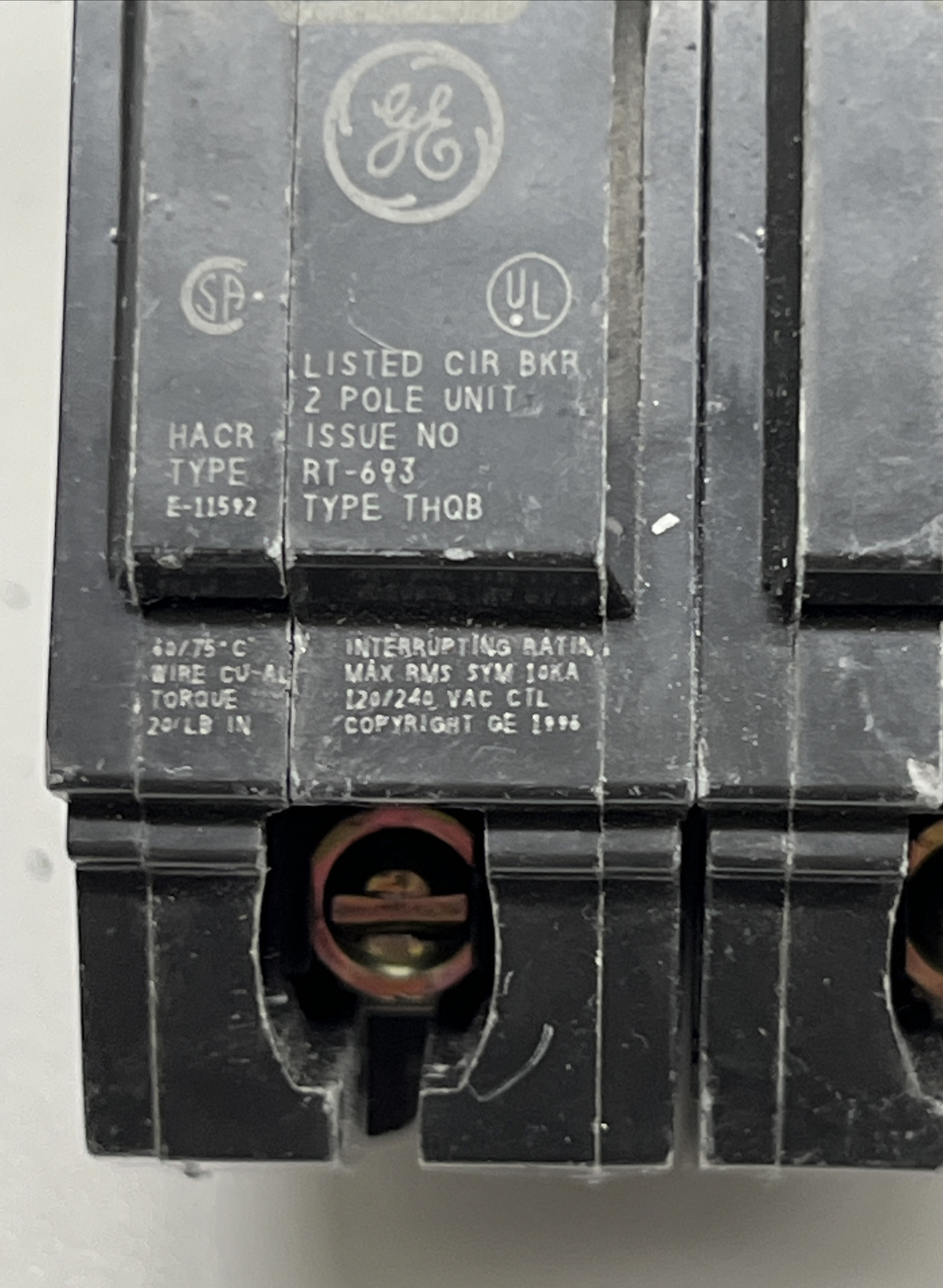 GE GENERAL ELECTRIC E-11592 RT-690 THQB 2-Pole 20A Circuit Breaker (BK106)