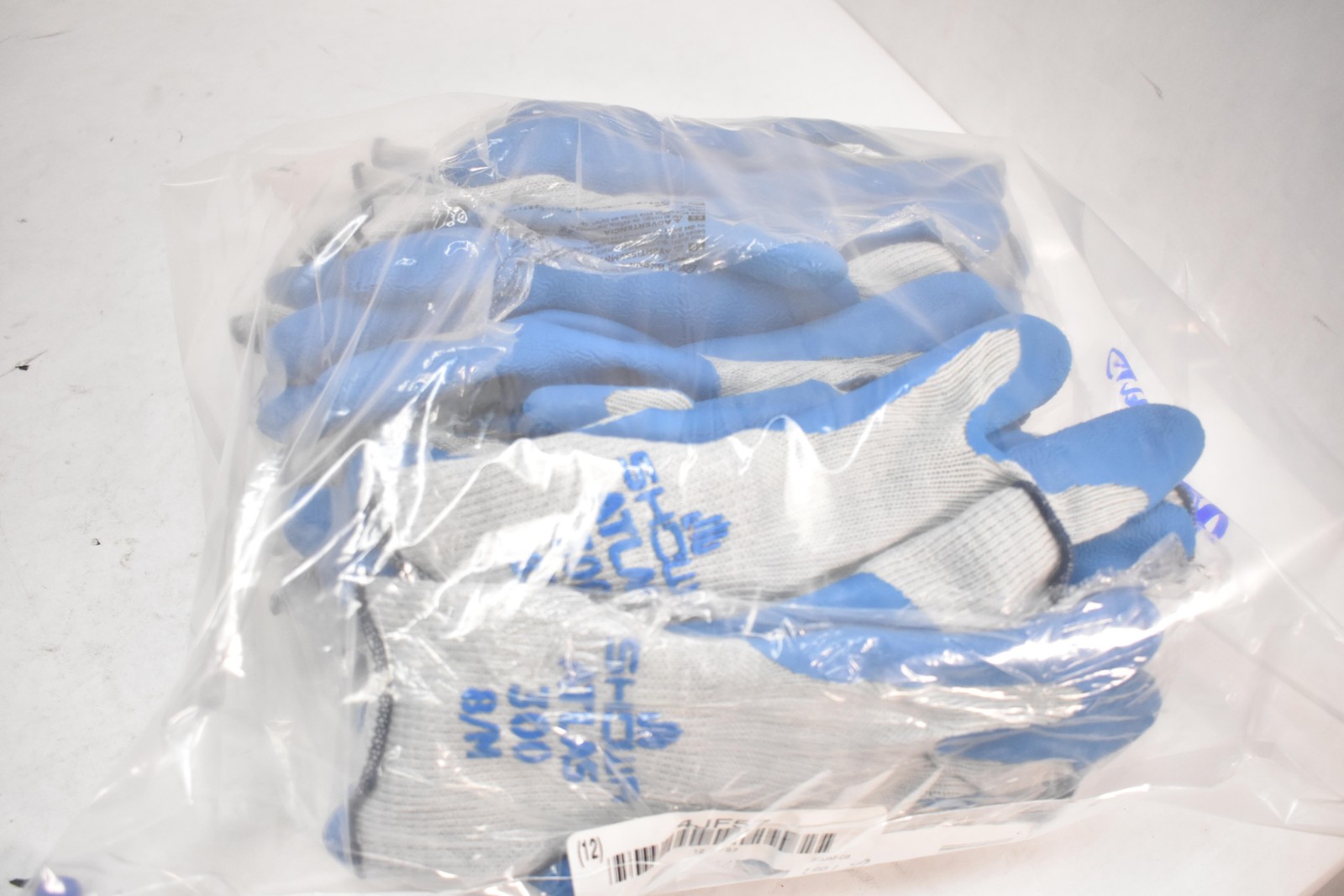 12 Pairs 300B Work Gloves Medium Gray Blue Coated Palm Safety Grip Industrial