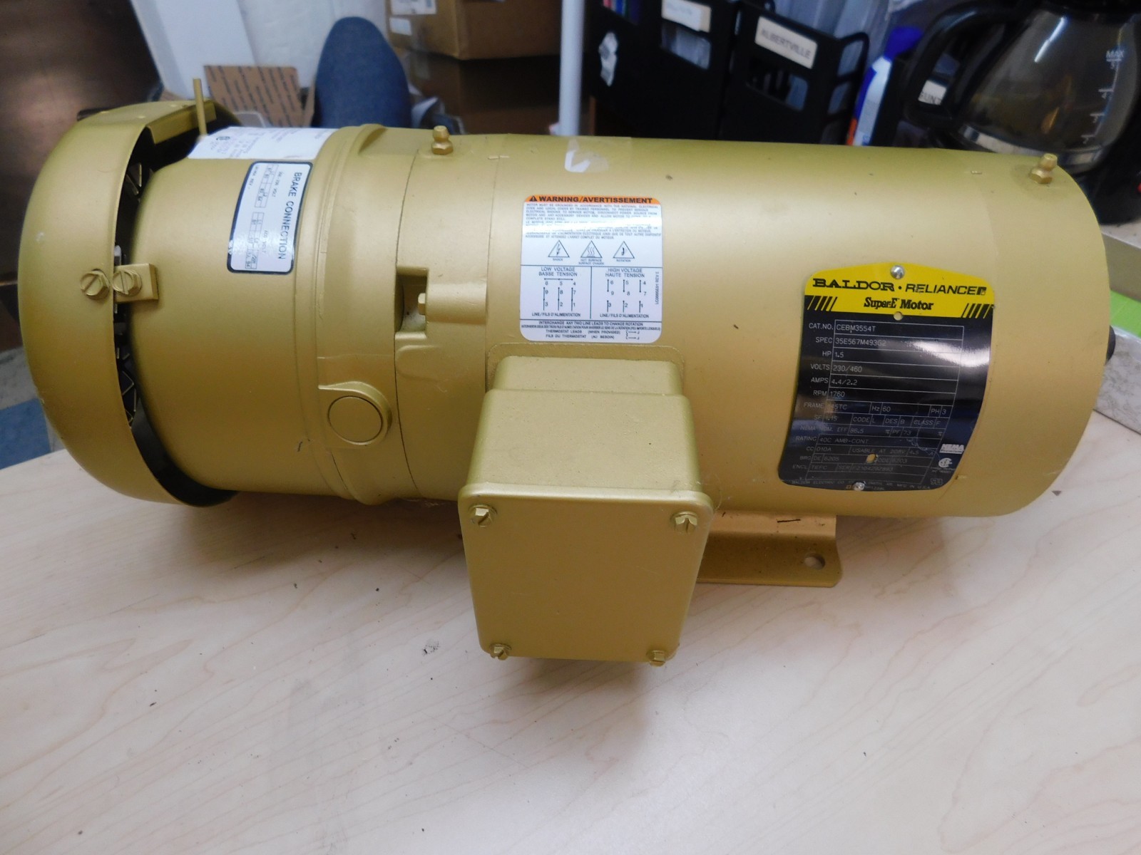 BALDOR CEBM3554T 105603100BQF 230/460V – 4.4/2/2 Amps Super E Motor + Stearns