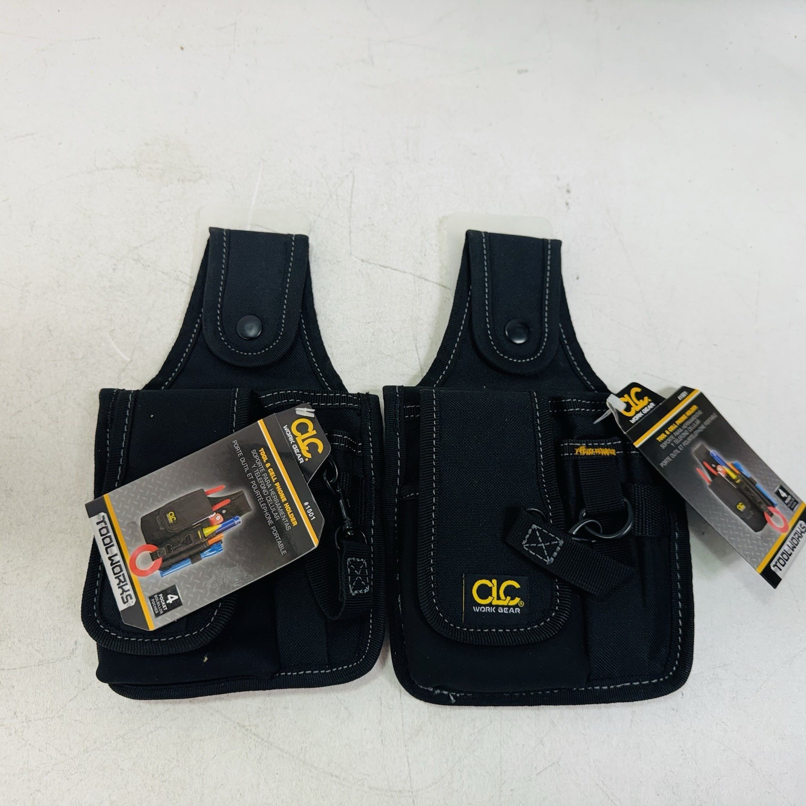 2 PACK CLC 1501 TOOL, CELL PHONE HOLDER 4 POCKETS POLYESTER BLACK 1-1/2″ DEEP 6″