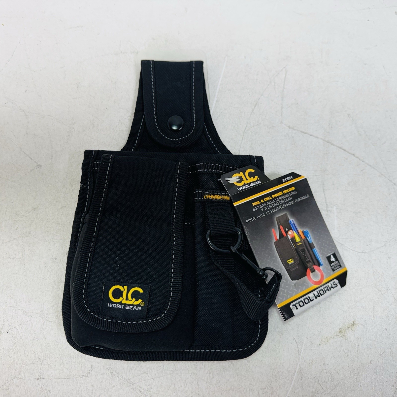 2 PACK CLC 1501 TOOL, CELL PHONE HOLDER 4 POCKETS POLYESTER BLACK 1-1/2″ DEEP 6″