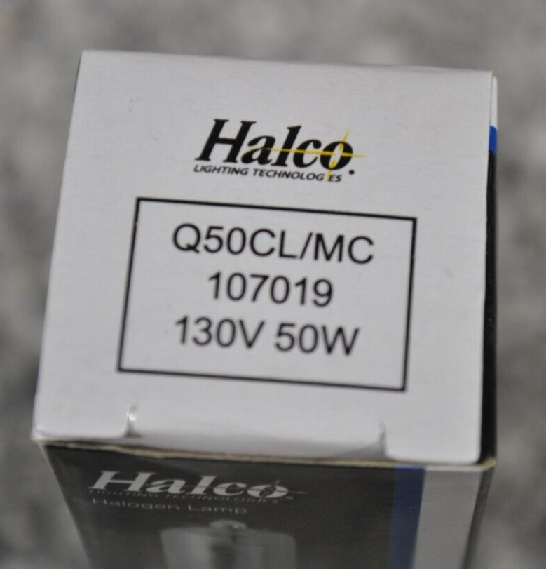 HALCO Q50CL/MC 130V (Box of 10), 50w Prism Q50 Clear Lamp Bulb NOS