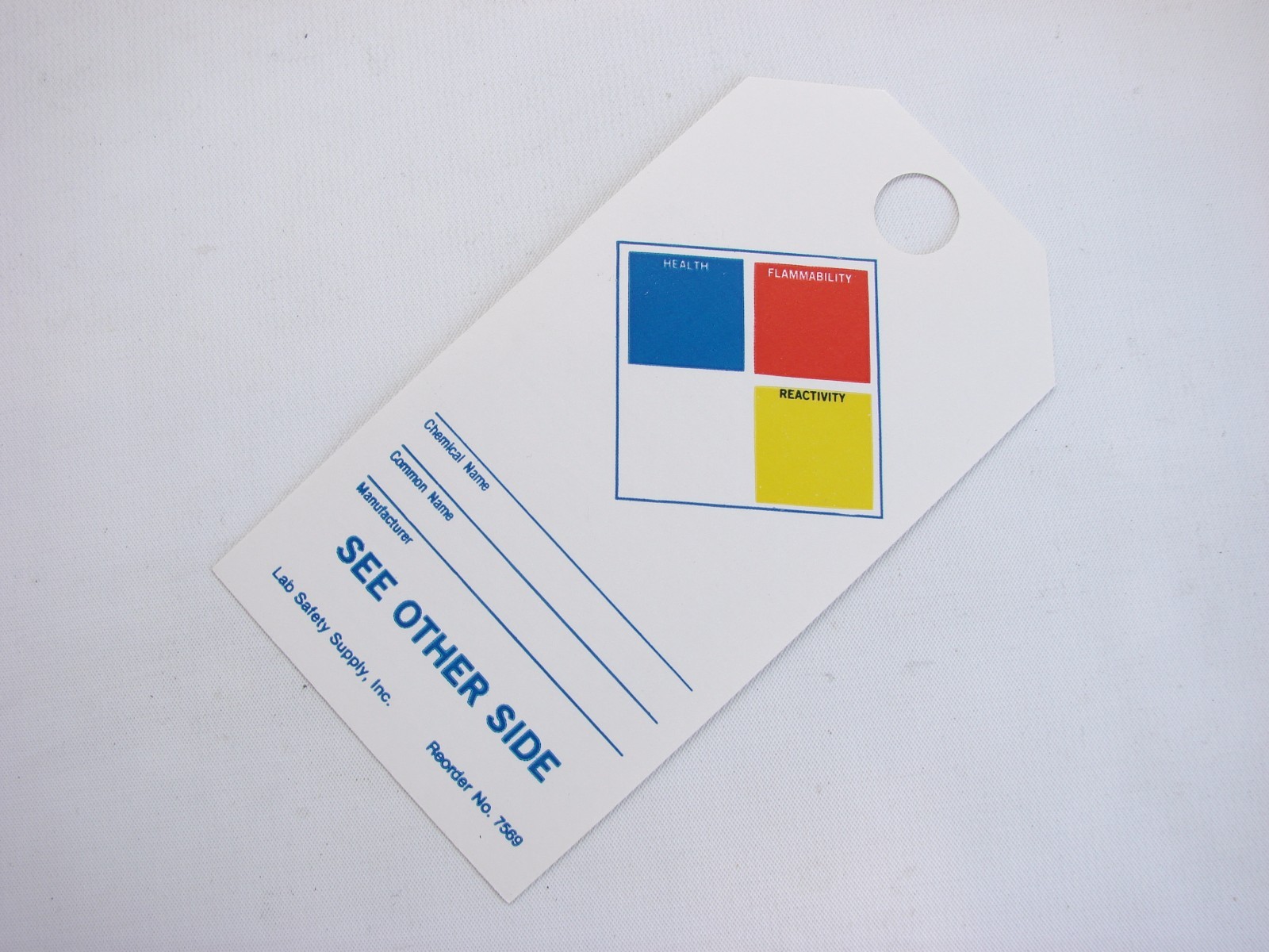 Lab Safety Supply 7569 Hazardous Chemical Legend Tags NEW PACK OF 50 T26
