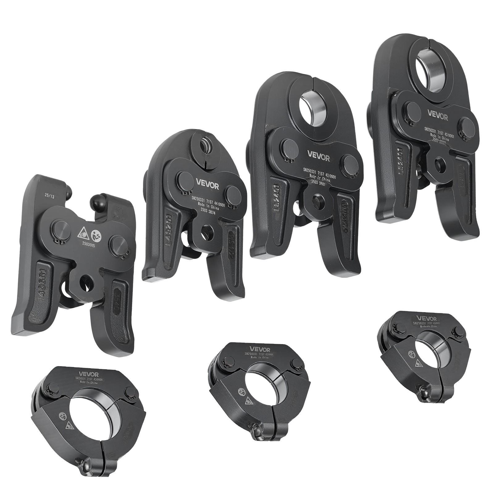 VEVOR 7PCS MegaPress Pressing Kit 1/2″ to 2″ for Standard Press Tools with Case