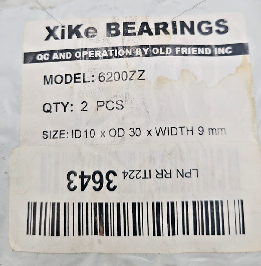 1 NEW XIKE SET2 – Bearing Model: 6200ZZ SIZE ID: 10 x 0D 30 X WIDTH 9 mm(A2)