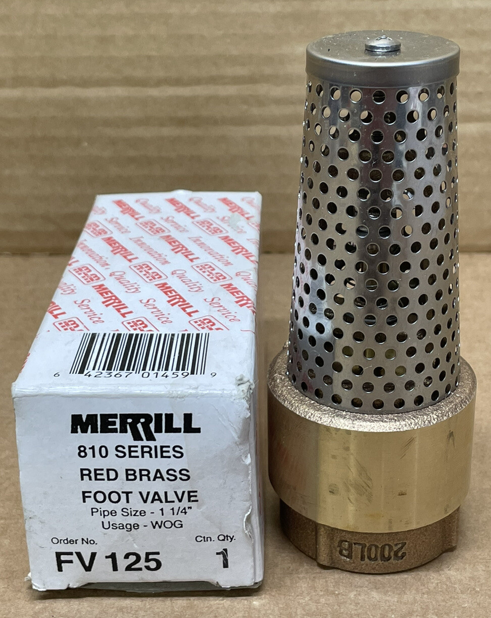 Merrill FV125 Foot Valve 1-1/4” 810 Series Red Brass NEW IN ORIGINAL BOX