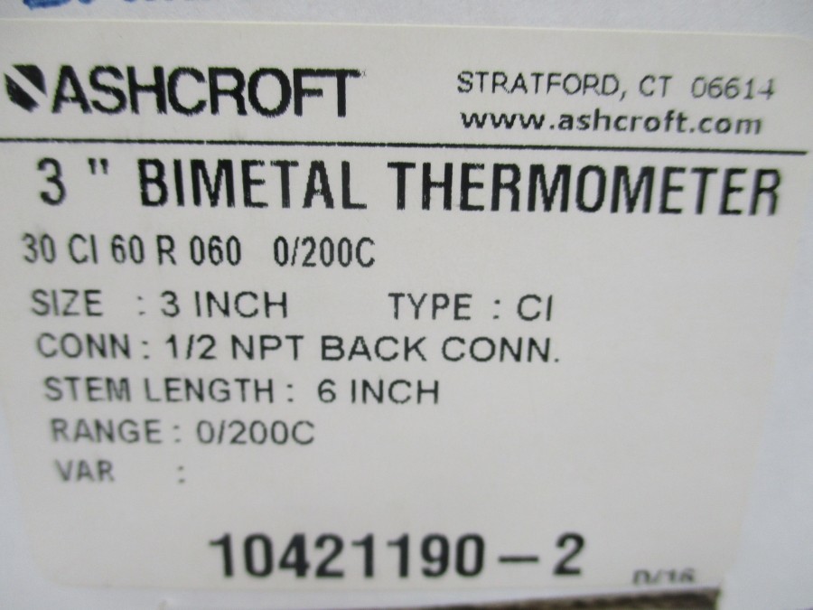 ASHCROFT 30CI60R060-0/200C 10421190-2 3″ NSMP