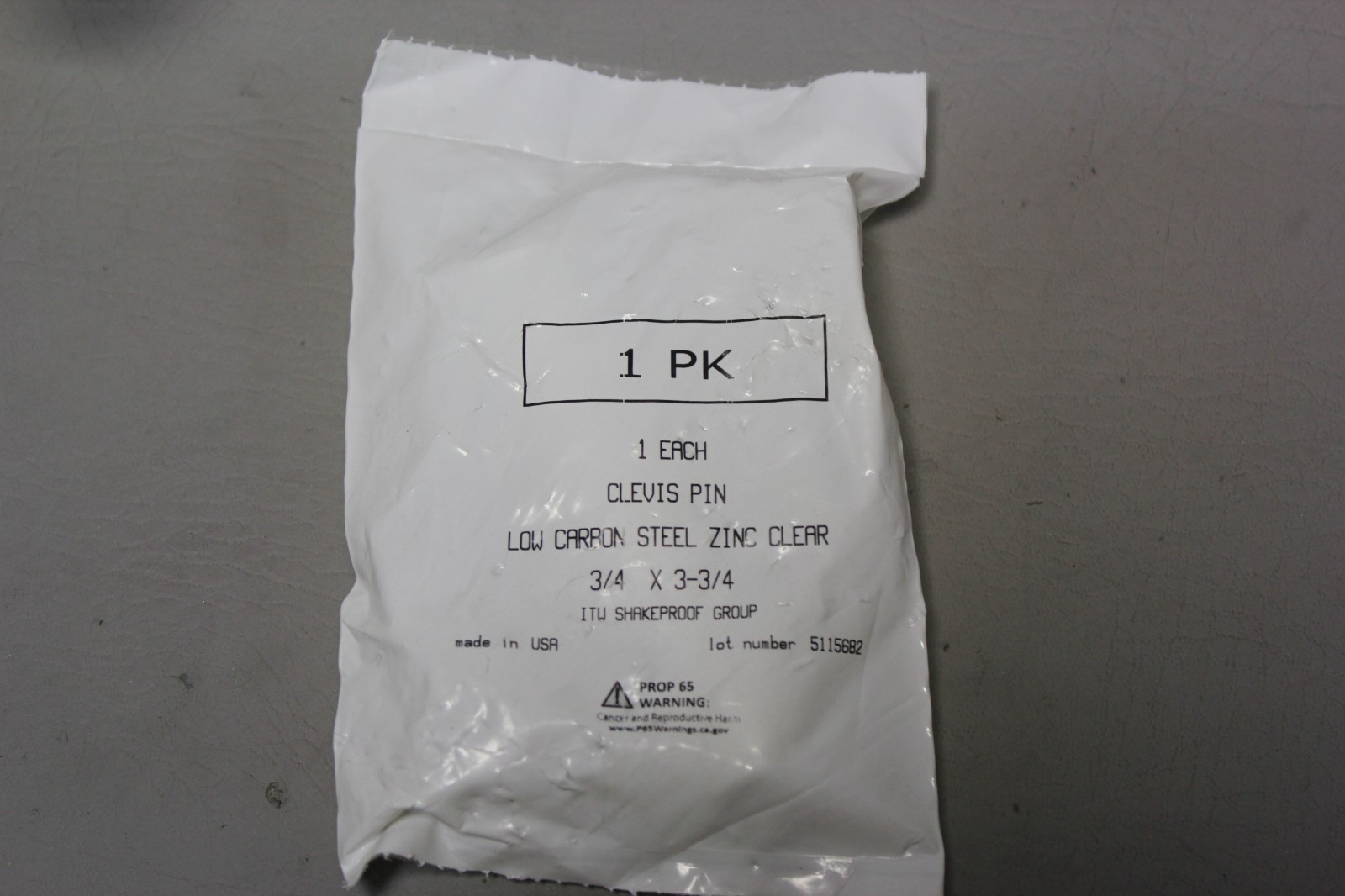 NEW ITW SHAKEPROOF LOW CARBON STEEL ZINC CLEAR 3/4″ x 3-3/4″ CLEVIS PIN