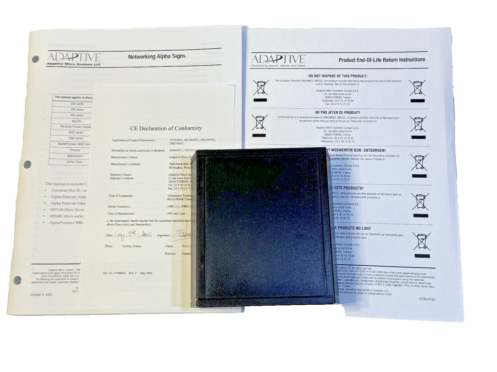 Adaptive Micro Systems 10881111 Ser. A RS-232/RS-485 Converter 9VAC 50/60hz 0.15