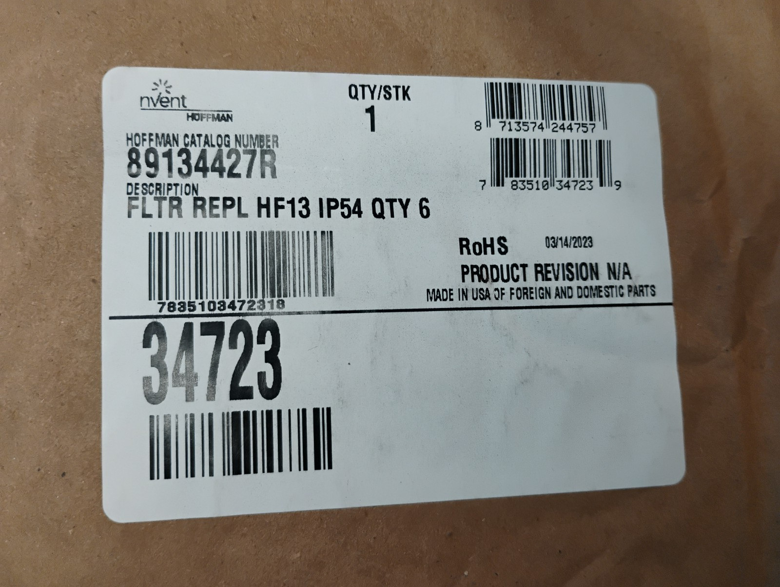 6, nVent Hoffman Fan Filter Replacement HF13 IP54 89134427R – Fast Ship