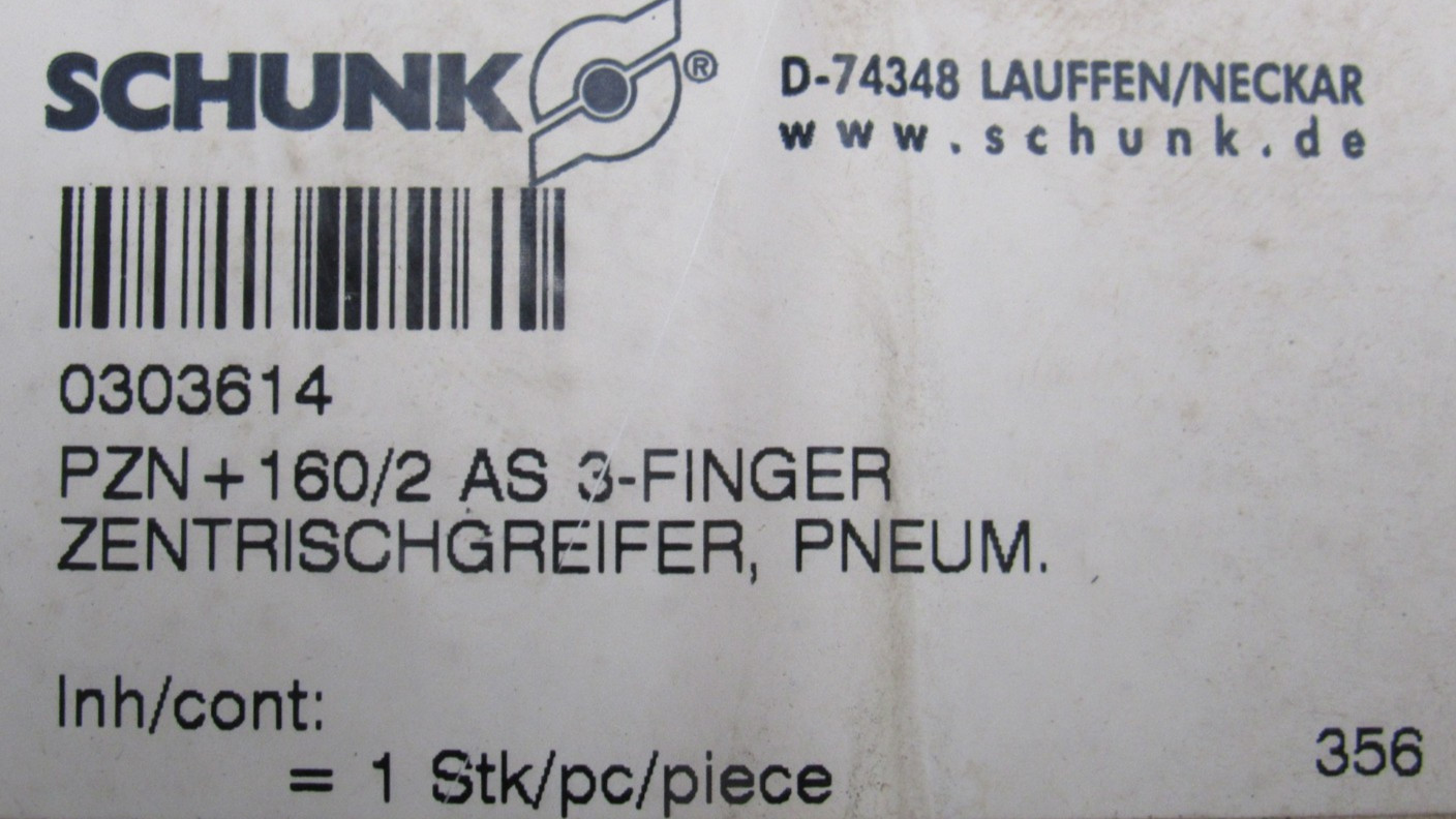 NEW SCHUNK PZN+160/2-AS UNIVERSAL GRIPPER PZN1602AS 3 FINGER 0303614