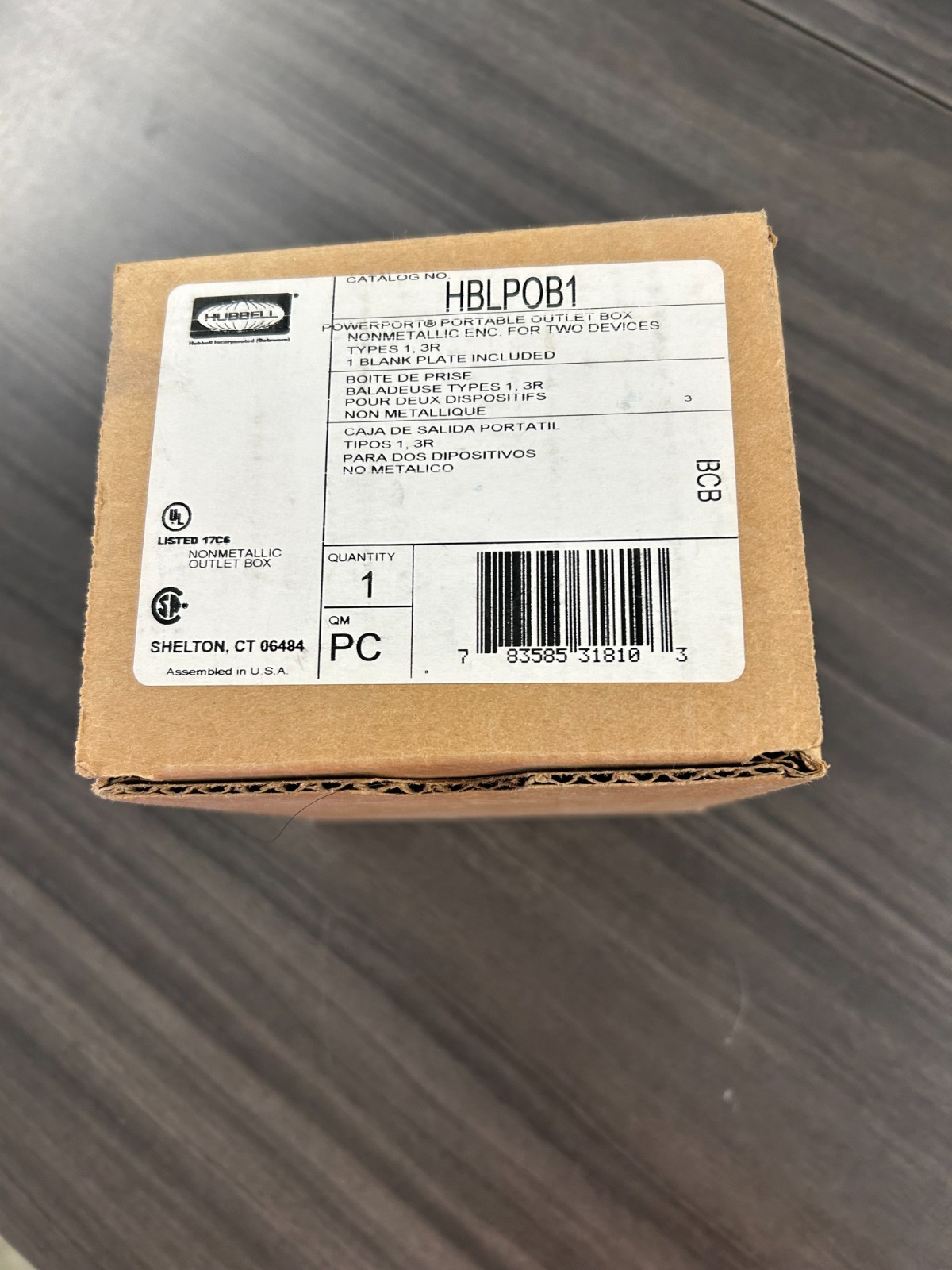 Hubbell Powerport Portable Outlet Box Nonmetallic Enclosure 2 Devices HBLP0B1