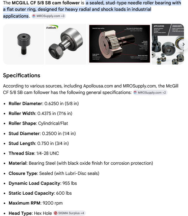 2 NEW MCGILL CF-5/8 SB CAM FOLLOWERS NIB ***MAKE OFFER***