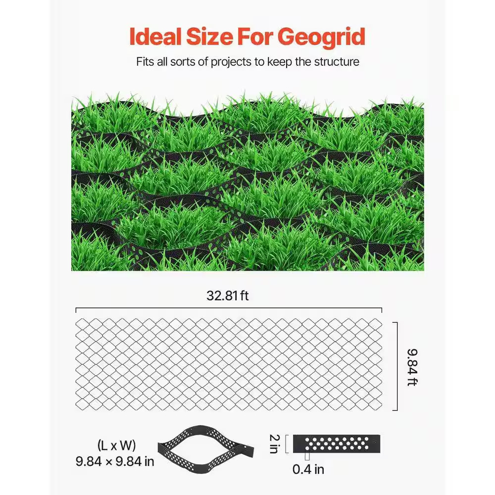 32. 8 Ft. X 9.8 Ft.× 2 In. Plastic Ground Geo Grid Erosion Control Geocell for G