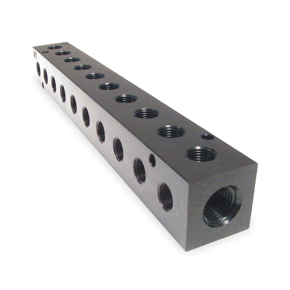 PNEUMADYNE INC M20-250-10-90 Manifold,BLK,Alum,10Outlets,9.13″L 2KHD3
