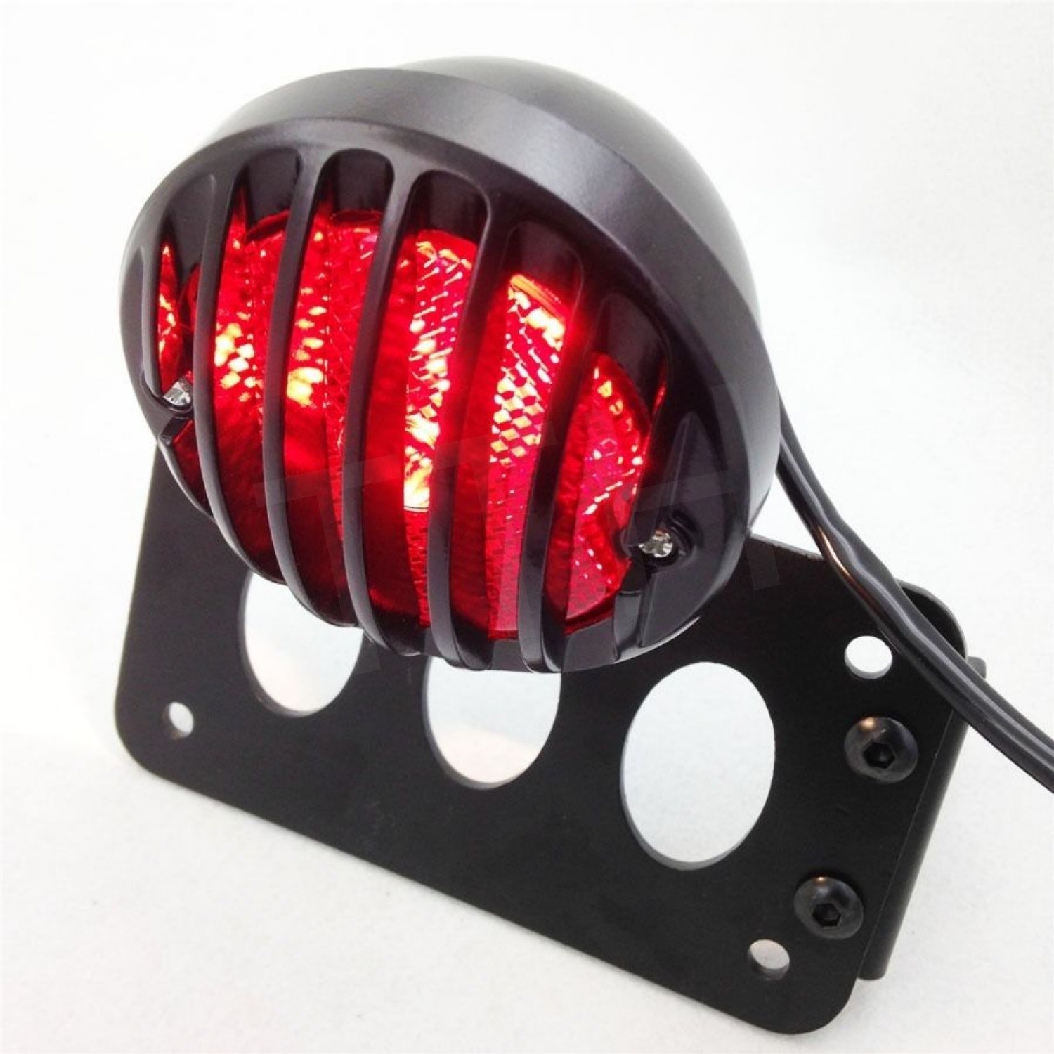 Black Side Mount Tag License Plate Holder Bracket LED Tail Light Brake Light