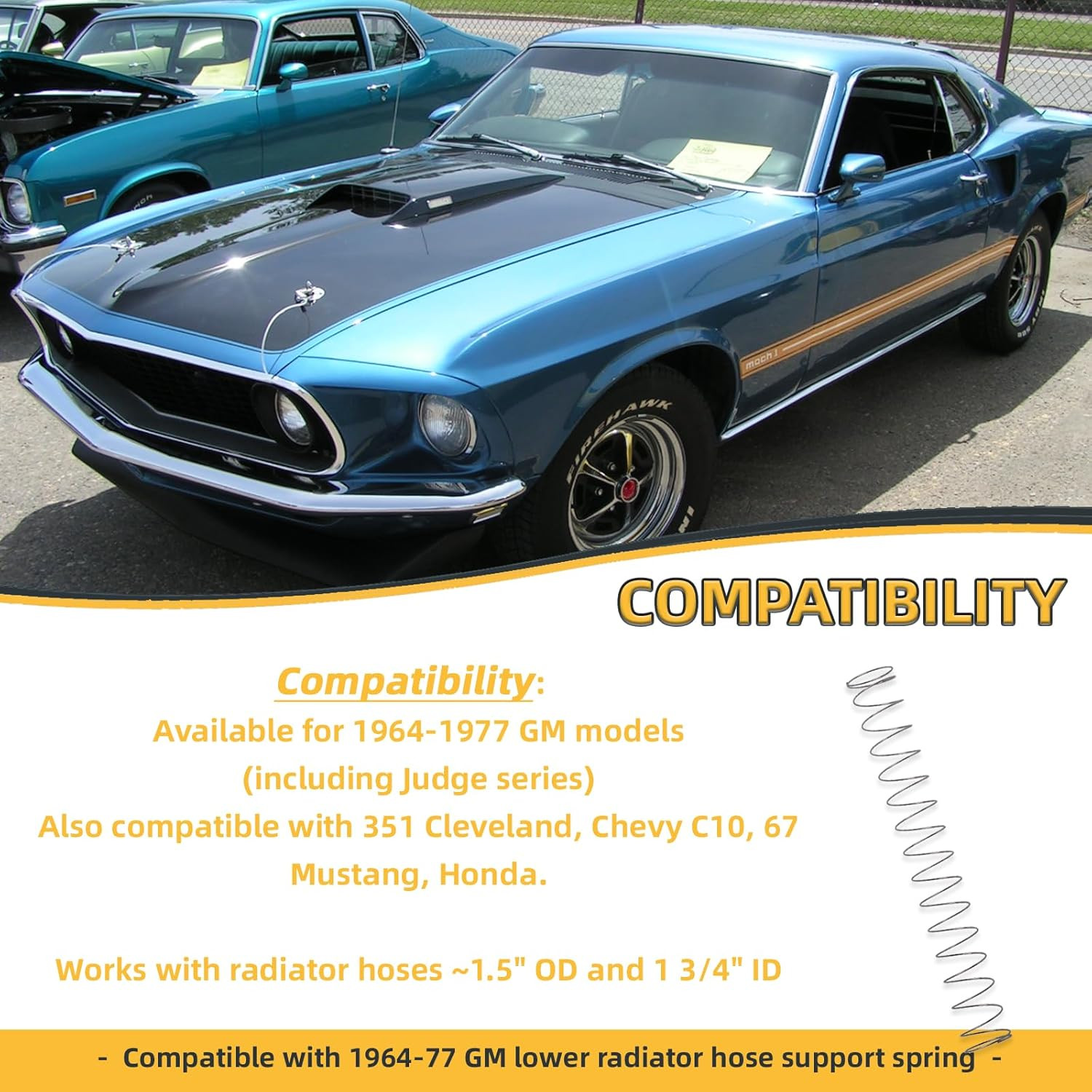 Compatible with 1964-77 GM Lower Radiator Hose Support Spring, Radiator Spring,