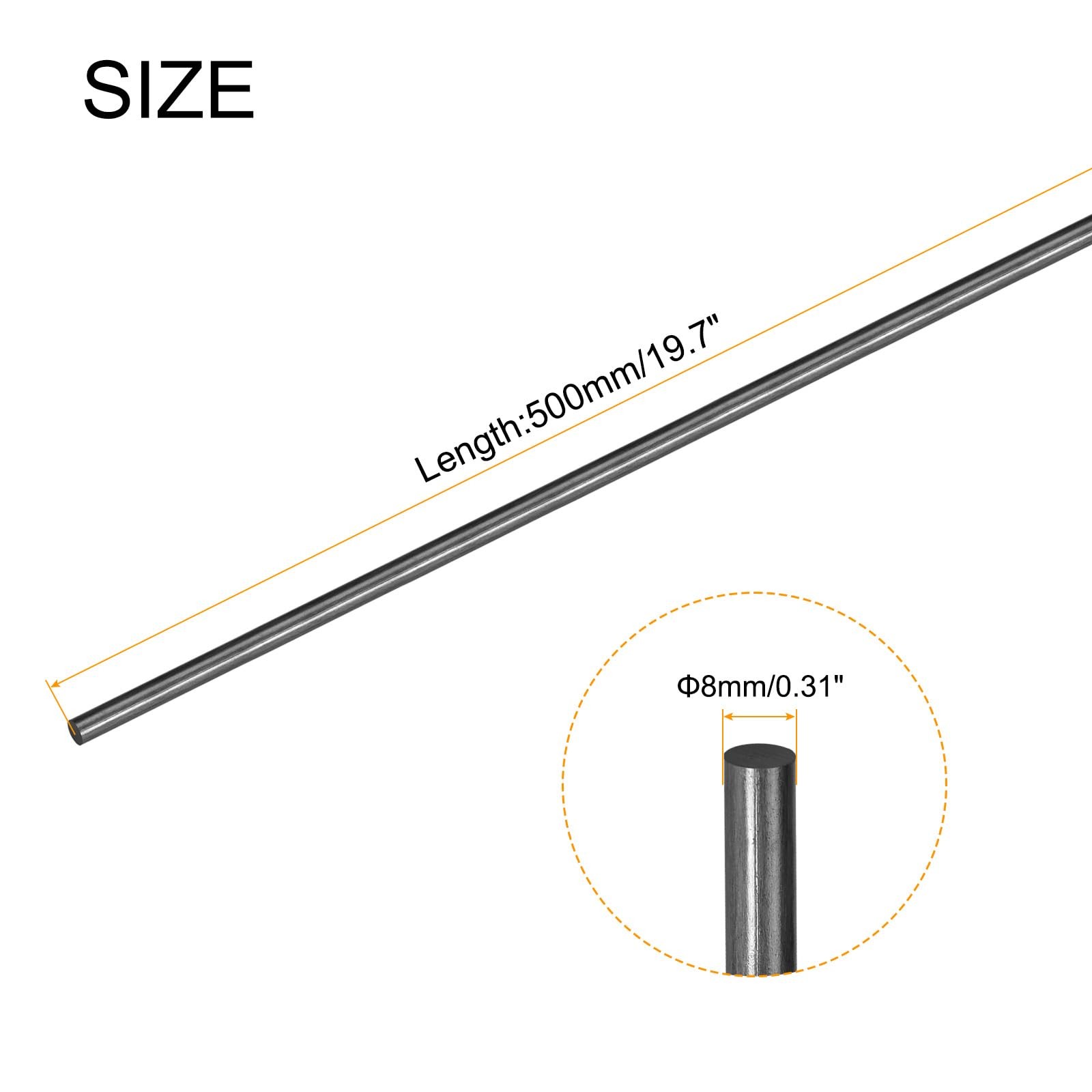 MECCANIXITY 5 Pcs Carbon Fiber Rod, 8mm x 500mm for RC Plane DIY Tool Wing Tube
