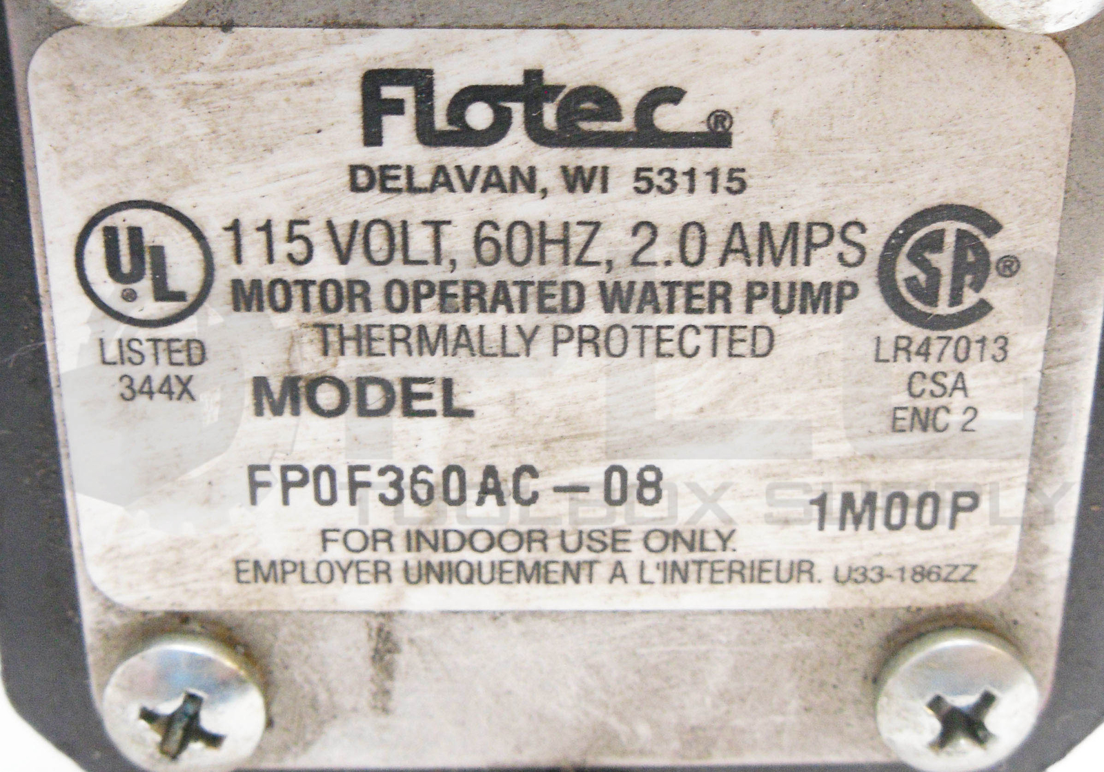 FLOTEC FP0F360AC-08 WATER PUMP 115V 60HZ 2.0A CUT CORD