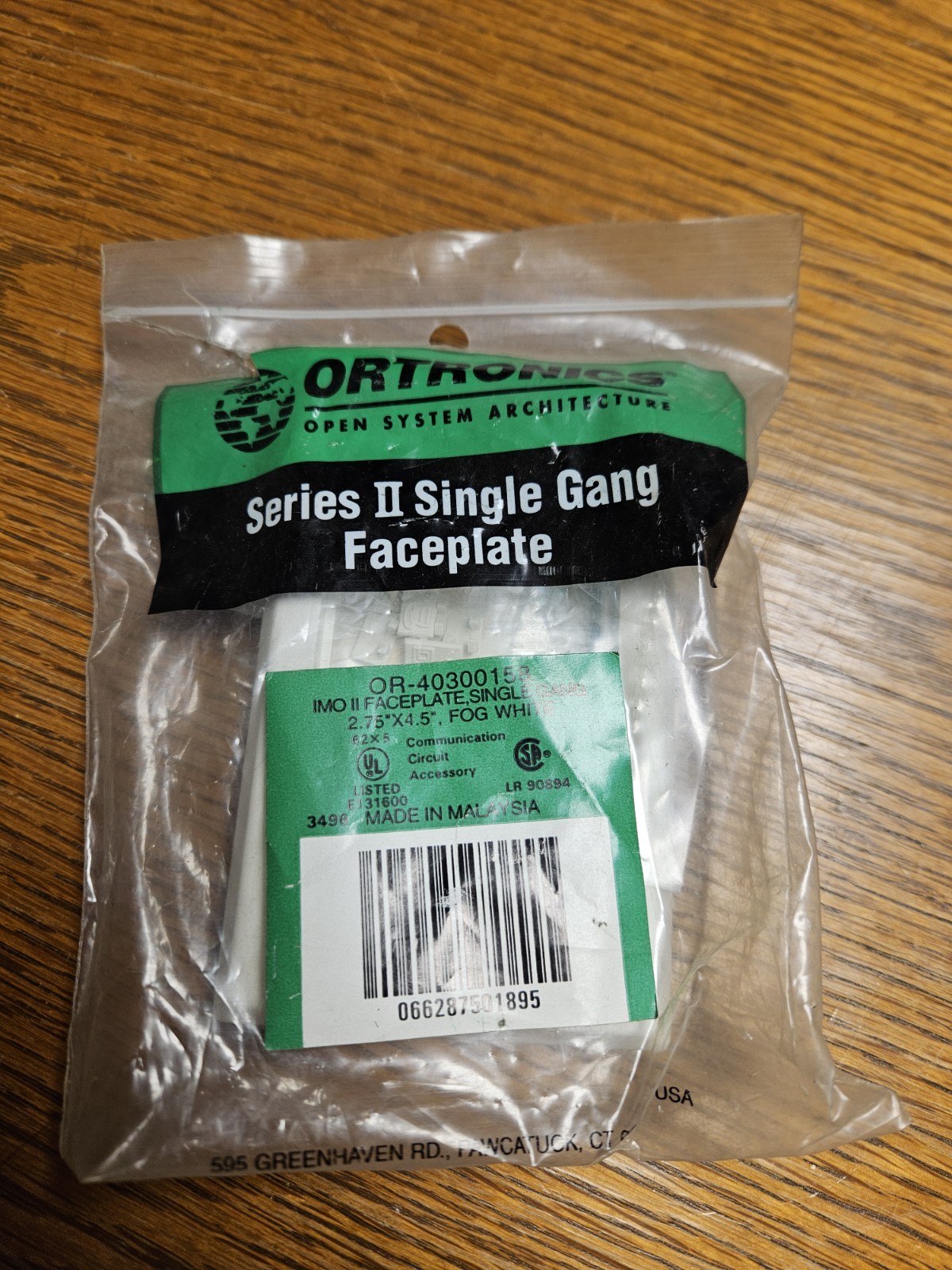 Ortronics Single Gang Faceplate OR-40300158